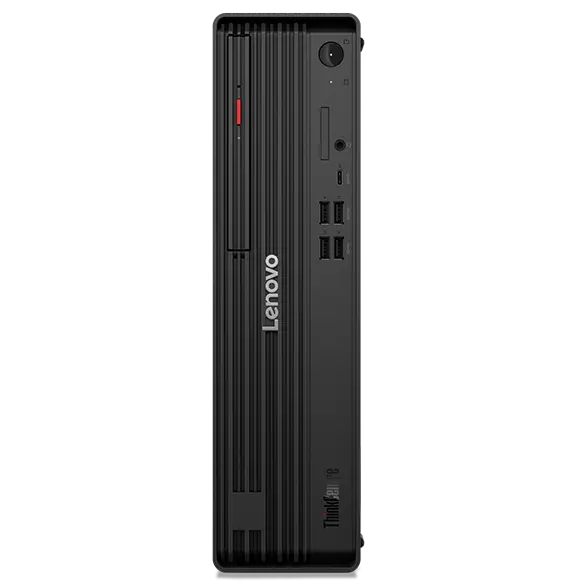 Lenovo ThinkCentre M70s Gen 6 SFF desktop, front view showing the black grille, power button and USB ports