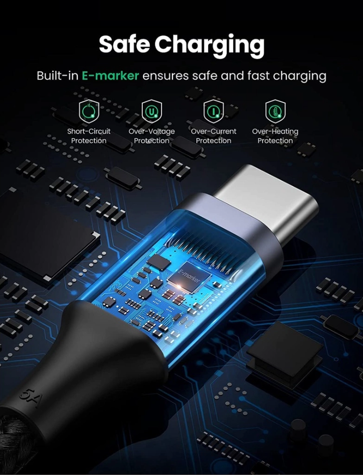 UGREEN NEXODE 100W 3C1A GAN FAST CHARGER + USB-C TO USB-C CABLE 100W 2M (SPACE GRAY) (UG-CD226-15482)